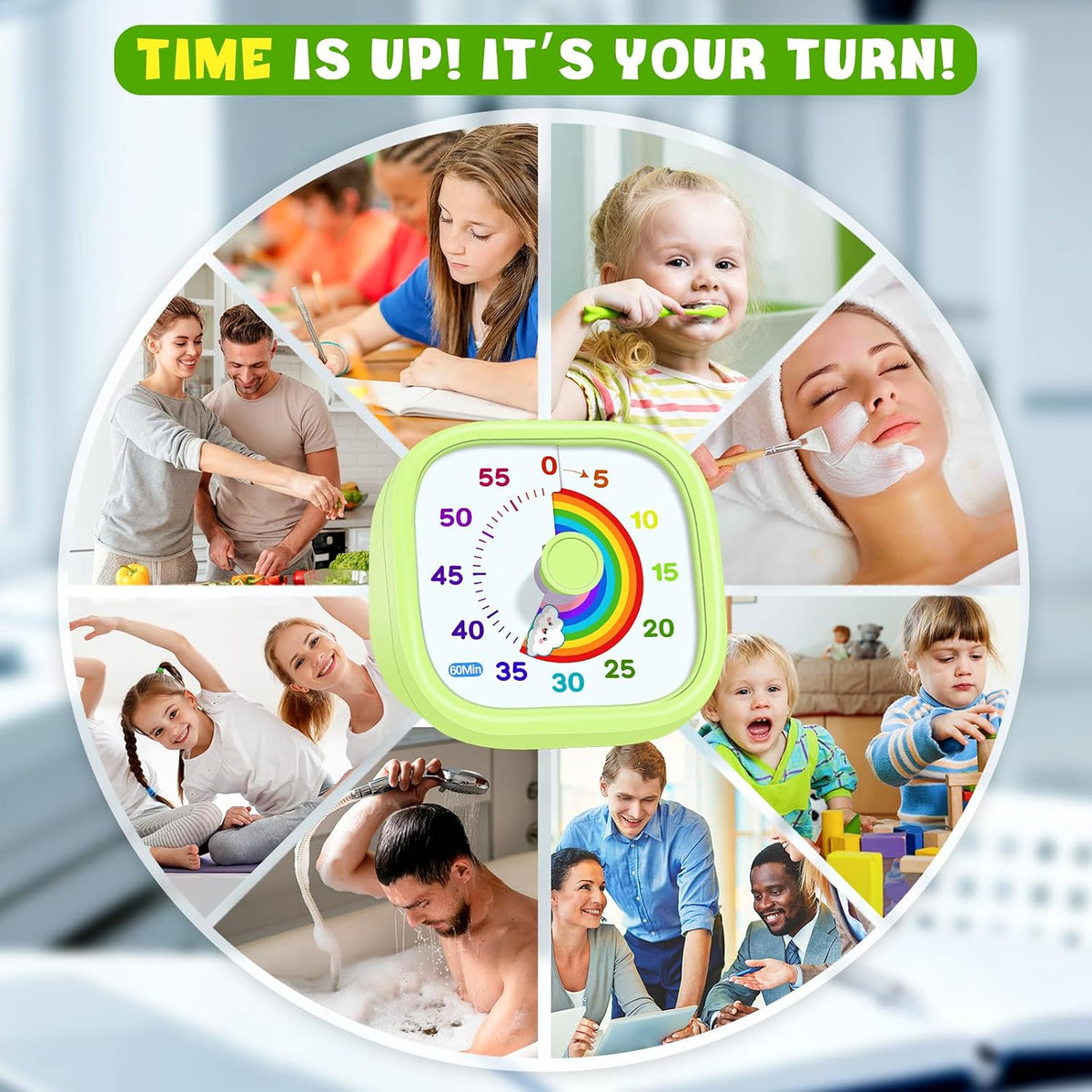 Visual Timer for Kids, 60-Minute Countdown Silent Operation Timer