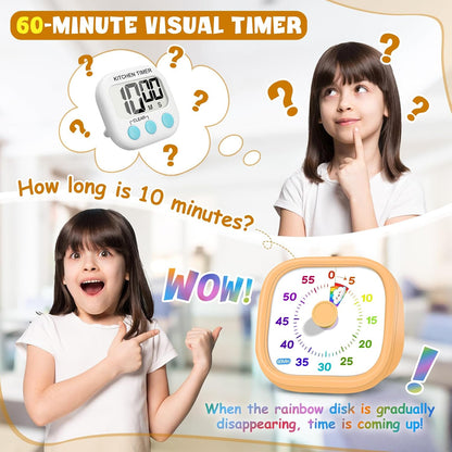 Visual Timer for Kids, 60-Minute Countdown Silent Operation Timer