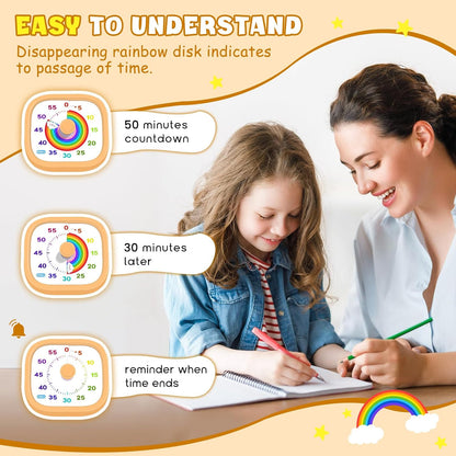 Visual Timer for Kids, 60-Minute Countdown Silent Operation Timer
