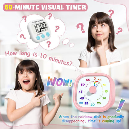 Visual Timer for Kids, 60-Minute Countdown Silent Operation Timer