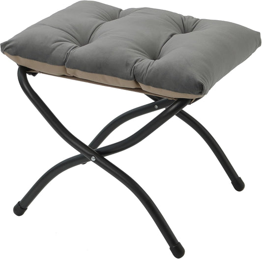15"(H) Folding Ottoman, Foldable Footrest Stool, Portable Small Foot Stool for Couch, Collapsible Foot Rest Ottoman for Sofa, Accent Padded Ottomans for Living Room, Bedroom, Dark Grey