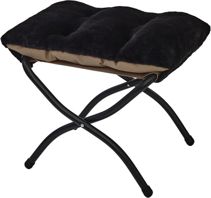 15"(H) Folding Ottoman, Foldable Footrest Stool, Portable Small Foot Stool for Couch, Collapsible Foot Rest Ottoman for Sofa, Accent Padded Ottomans for Living Room, Bedroom, Dark Grey