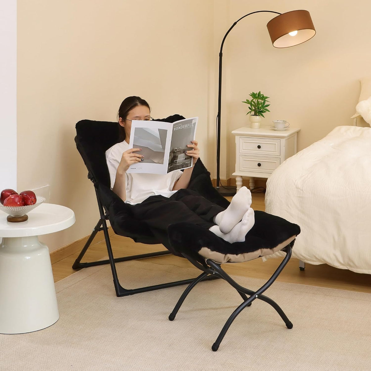 15"(H) Folding Ottoman, Foldable Footrest Stool, Portable Small Foot Stool for Couch, Collapsible Foot Rest Ottoman for Sofa, Accent Padded Ottomans for Living Room, Bedroom, Dark Grey