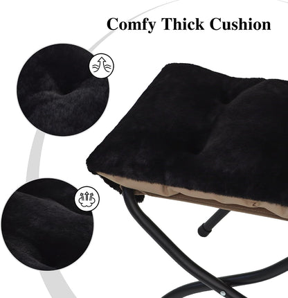 15"(H) Folding Ottoman, Foldable Footrest Stool, Portable Small Foot Stool for Couch, Collapsible Foot Rest Ottoman for Sofa, Accent Padded Ottomans for Living Room, Bedroom, Dark Grey