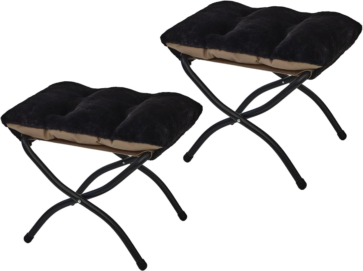 15"(H) Folding Ottoman, Foldable Footrest Stool, Portable Small Foot Stool for Couch, Collapsible Foot Rest Ottoman for Sofa, Accent Padded Ottomans for Living Room, Bedroom, Dark Grey