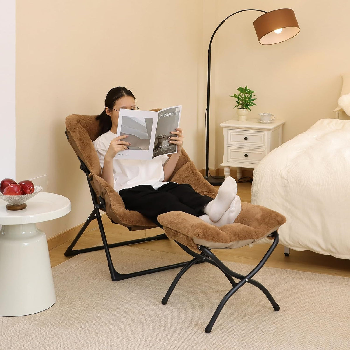 15"(H) Folding Ottoman, Foldable Footrest Stool, Portable Small Foot Stool for Couch, Collapsible Foot Rest Ottoman for Sofa, Accent Padded Ottomans for Living Room, Bedroom, Dark Grey