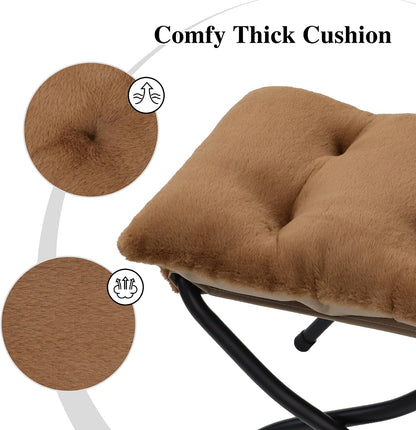 15"(H) Folding Ottoman, Foldable Footrest Stool, Portable Small Foot Stool for Couch, Collapsible Foot Rest Ottoman for Sofa, Accent Padded Ottomans for Living Room, Bedroom, Dark Grey