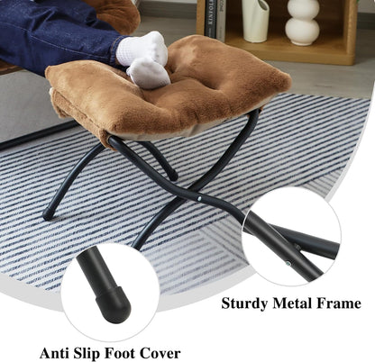 15"(H) Folding Ottoman, Foldable Footrest Stool, Portable Small Foot Stool for Couch, Collapsible Foot Rest Ottoman for Sofa, Accent Padded Ottomans for Living Room, Bedroom, Dark Grey
