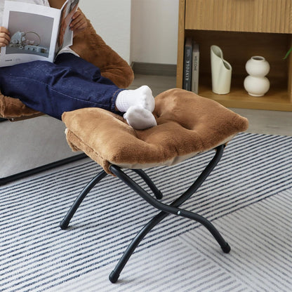 15"(H) Folding Ottoman, Foldable Footrest Stool, Portable Small Foot Stool for Couch, Collapsible Foot Rest Ottoman for Sofa, Accent Padded Ottomans for Living Room, Bedroom, Dark Grey