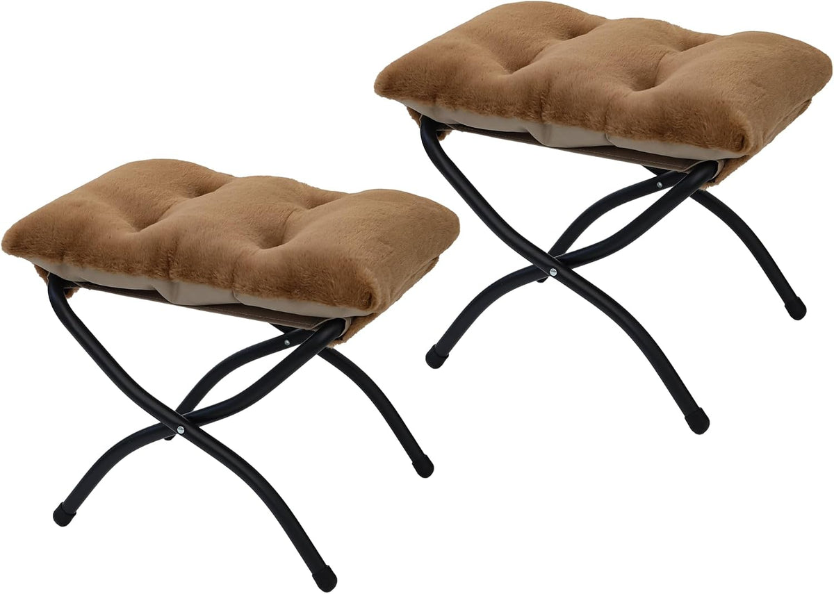 15"(H) Folding Ottoman, Foldable Footrest Stool, Portable Small Foot Stool for Couch, Collapsible Foot Rest Ottoman for Sofa, Accent Padded Ottomans for Living Room, Bedroom, Dark Grey