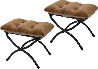 15"(H) Folding Ottoman, Foldable Footrest Stool, Portable Small Foot Stool for Couch, Collapsible Foot Rest Ottoman for Sofa, Accent Padded Ottomans for Living Room, Bedroom, Dark Grey