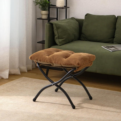 15"(H) Folding Ottoman, Foldable Footrest Stool, Portable Small Foot Stool for Couch, Collapsible Foot Rest Ottoman for Sofa, Accent Padded Ottomans for Living Room, Bedroom, Dark Grey