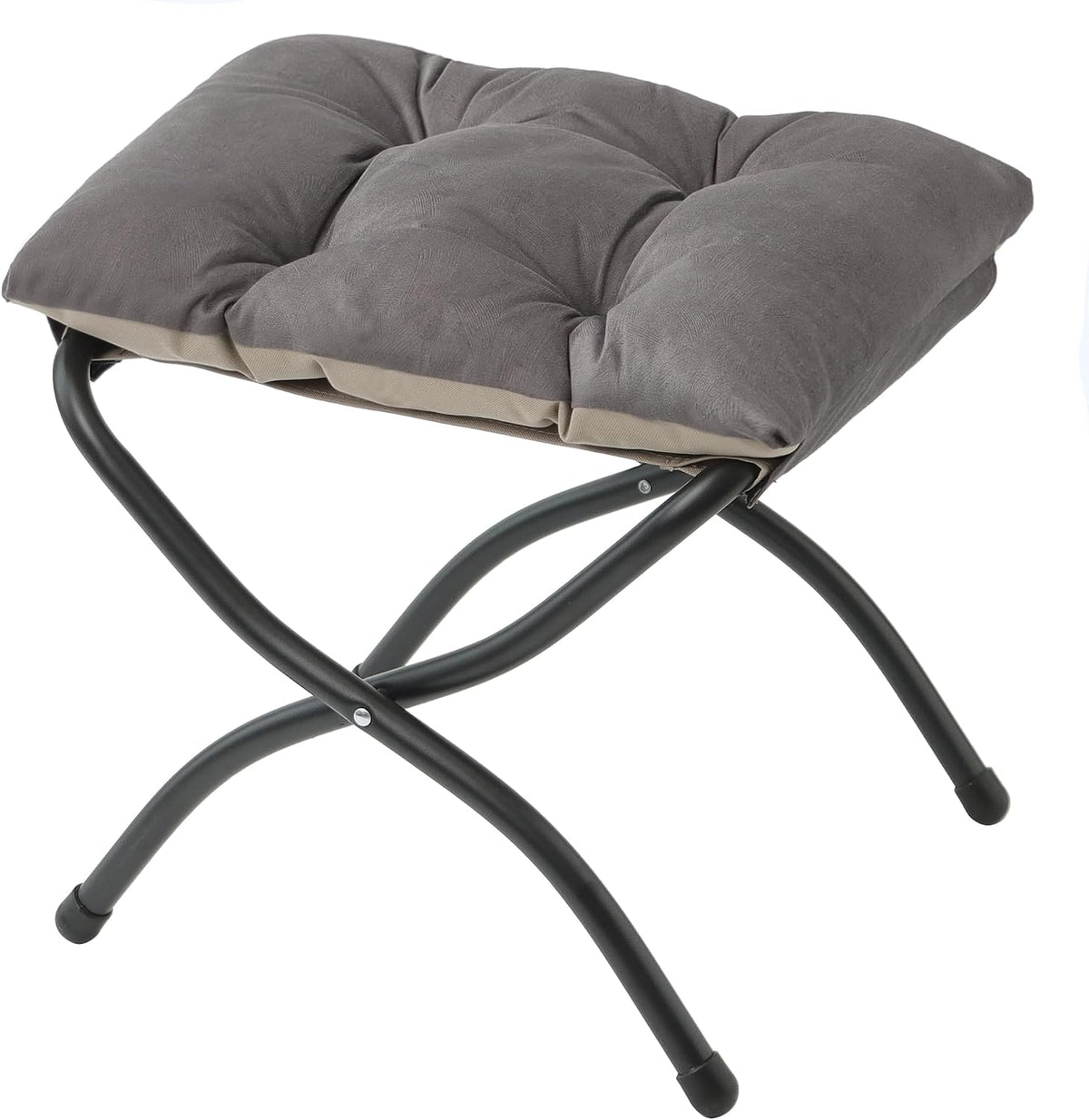 15"(H) Folding Ottoman, Foldable Footrest Stool, Portable Small Foot Stool for Couch, Collapsible Foot Rest Ottoman for Sofa, Accent Padded Ottomans for Living Room, Bedroom, Dark Grey