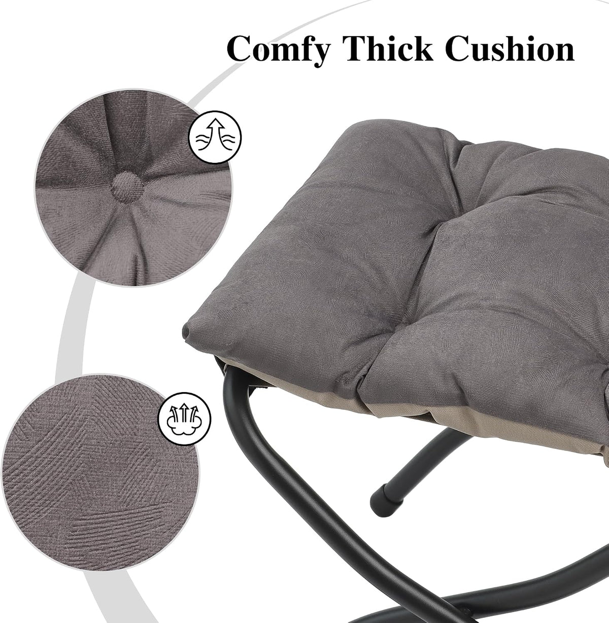15"(H) Folding Ottoman, Foldable Footrest Stool, Portable Small Foot Stool for Couch, Collapsible Foot Rest Ottoman for Sofa, Accent Padded Ottomans for Living Room, Bedroom, Dark Grey