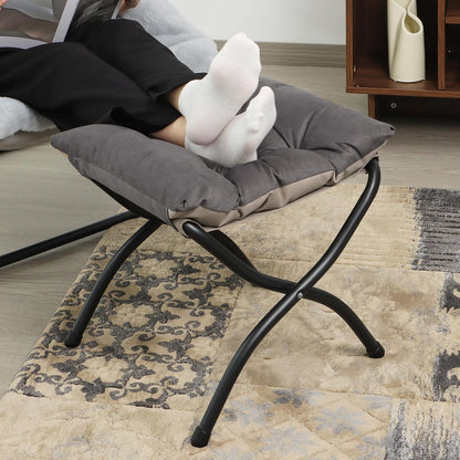 15"(H) Folding Ottoman, Foldable Footrest Stool, Portable Small Foot Stool for Couch, Collapsible Foot Rest Ottoman for Sofa, Accent Padded Ottomans for Living Room, Bedroom, Dark Grey