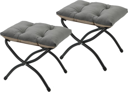 15"(H) Folding Ottoman, Foldable Footrest Stool, Portable Small Foot Stool for Couch, Collapsible Foot Rest Ottoman for Sofa, Accent Padded Ottomans for Living Room, Bedroom, Dark Grey