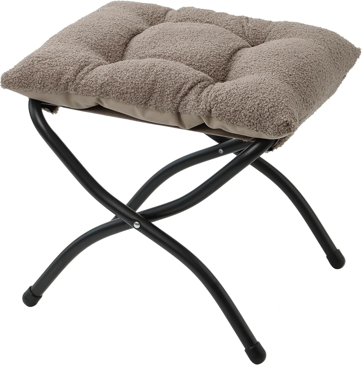 15"(H) Folding Ottoman, Foldable Footrest Stool, Portable Small Foot Stool for Couch, Collapsible Foot Rest Ottoman for Sofa, Accent Padded Ottomans for Living Room, Bedroom, Dark Grey