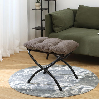 15"(H) Folding Ottoman, Foldable Footrest Stool, Portable Small Foot Stool for Couch, Collapsible Foot Rest Ottoman for Sofa, Accent Padded Ottomans for Living Room, Bedroom, Dark Grey