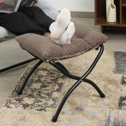 15"(H) Folding Ottoman, Foldable Footrest Stool, Portable Small Foot Stool for Couch, Collapsible Foot Rest Ottoman for Sofa, Accent Padded Ottomans for Living Room, Bedroom, Dark Grey