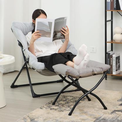 15"(H) Folding Ottoman, Foldable Footrest Stool, Portable Small Foot Stool for Couch, Collapsible Foot Rest Ottoman for Sofa, Accent Padded Ottomans for Living Room, Bedroom, Dark Grey