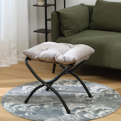 15"(H) Folding Ottoman, Foldable Footrest Stool, Portable Small Foot Stool for Couch, Collapsible Foot Rest Ottoman for Sofa, Accent Padded Ottomans for Living Room, Bedroom, Dark Grey