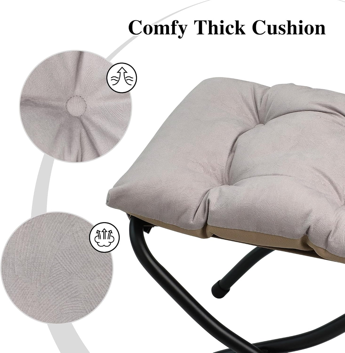 15"(H) Folding Ottoman, Foldable Footrest Stool, Portable Small Foot Stool for Couch, Collapsible Foot Rest Ottoman for Sofa, Accent Padded Ottomans for Living Room, Bedroom, Dark Grey