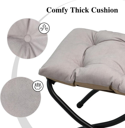 15"(H) Folding Ottoman, Foldable Footrest Stool, Portable Small Foot Stool for Couch, Collapsible Foot Rest Ottoman for Sofa, Accent Padded Ottomans for Living Room, Bedroom, Dark Grey