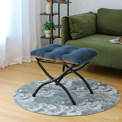 15"(H) Folding Ottoman, Foldable Footrest Stool, Portable Small Foot Stool for Couch, Collapsible Foot Rest Ottoman for Sofa, Accent Padded Ottomans for Living Room, Bedroom, Dark Grey