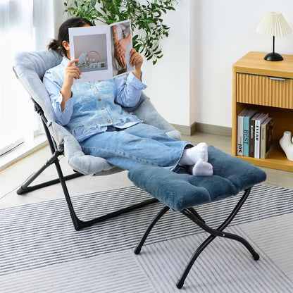 15"(H) Folding Ottoman, Foldable Footrest Stool, Portable Small Foot Stool for Couch, Collapsible Foot Rest Ottoman for Sofa, Accent Padded Ottomans for Living Room, Bedroom, Dark Grey