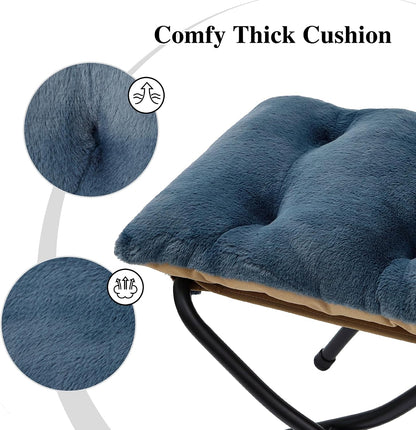 15"(H) Folding Ottoman, Foldable Footrest Stool, Portable Small Foot Stool for Couch, Collapsible Foot Rest Ottoman for Sofa, Accent Padded Ottomans for Living Room, Bedroom, Dark Grey