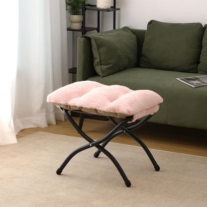 15"(H) Folding Ottoman, Foldable Footrest Stool, Portable Small Foot Stool for Couch, Collapsible Foot Rest Ottoman for Sofa, Accent Padded Ottomans for Living Room, Bedroom, Dark Grey