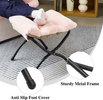15"(H) Folding Ottoman, Foldable Footrest Stool, Portable Small Foot Stool for Couch, Collapsible Foot Rest Ottoman for Sofa, Accent Padded Ottomans for Living Room, Bedroom, Dark Grey