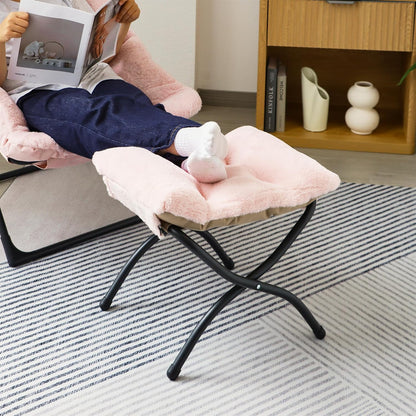15"(H) Folding Ottoman, Foldable Footrest Stool, Portable Small Foot Stool for Couch, Collapsible Foot Rest Ottoman for Sofa, Accent Padded Ottomans for Living Room, Bedroom, Dark Grey