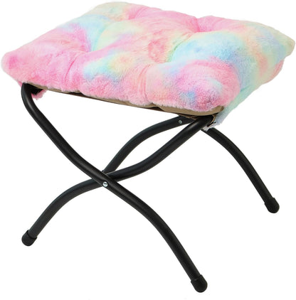 15"(H) Folding Ottoman, Foldable Footrest Stool, Portable Small Foot Stool for Couch, Collapsible Foot Rest Ottoman for Sofa, Accent Padded Ottomans for Living Room, Bedroom, Dark Grey