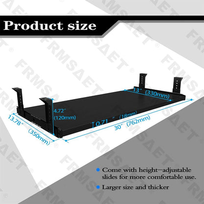 Office Product 20/24/30 inch Keyboard Drawer Tray (30 inch, Black)
