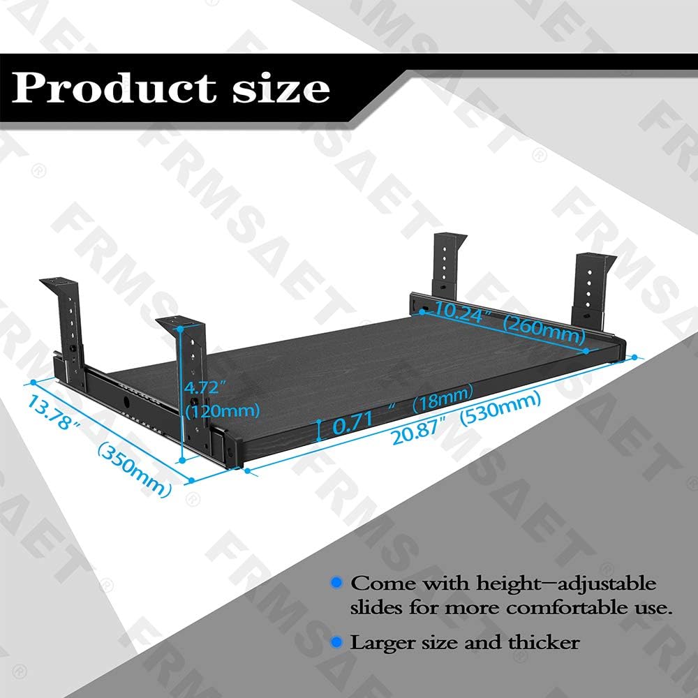 Office Product 20/24/30 inch Keyboard Drawer Tray (30 inch, Black)