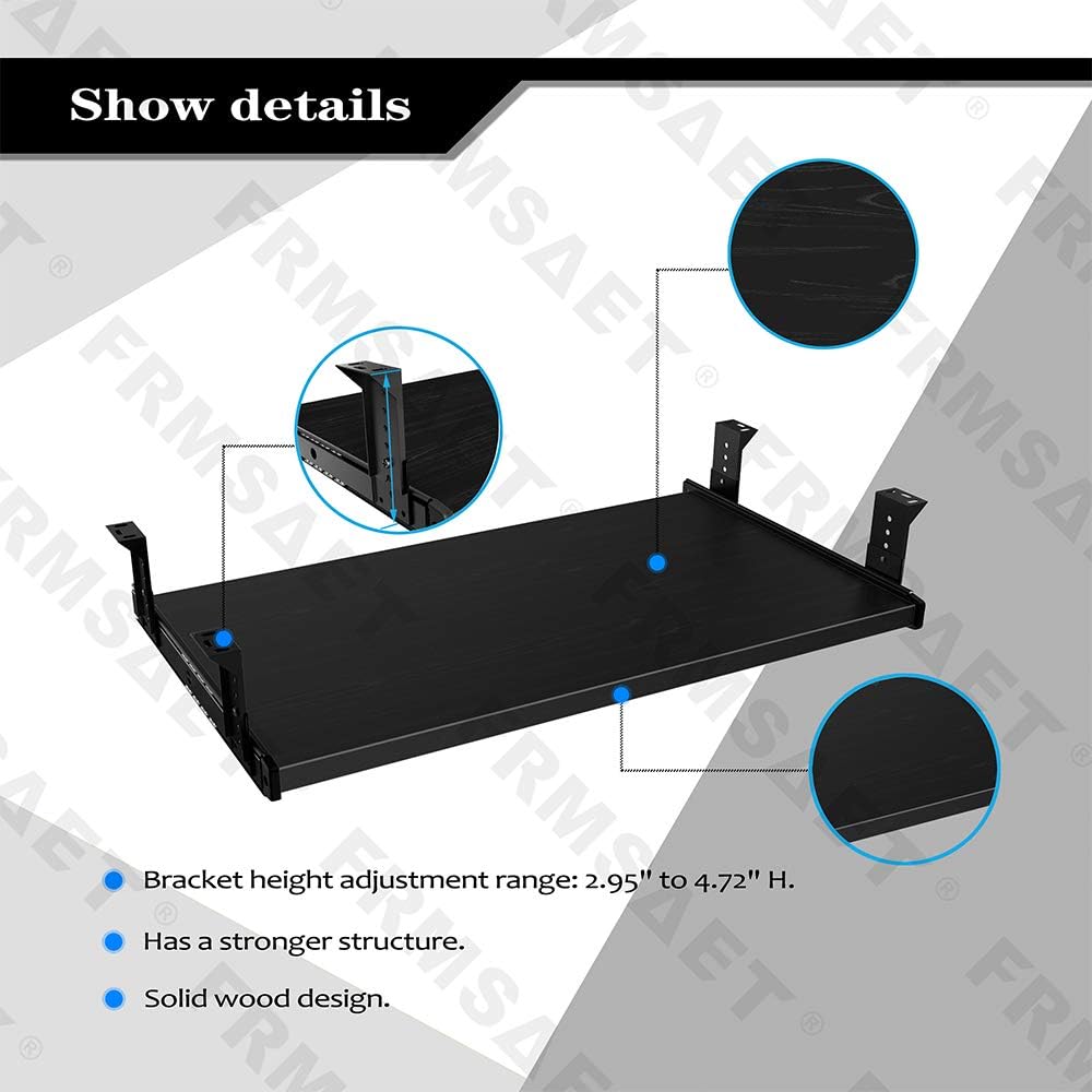 Office Product 20/24/30 inch Keyboard Drawer Tray (30 inch, Black)