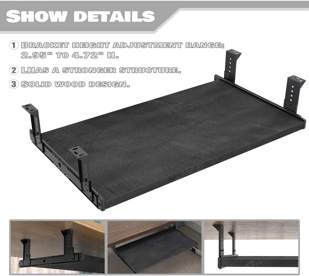 Office Product 20/24/30 inch Keyboard Drawer Tray (30 inch, Black)