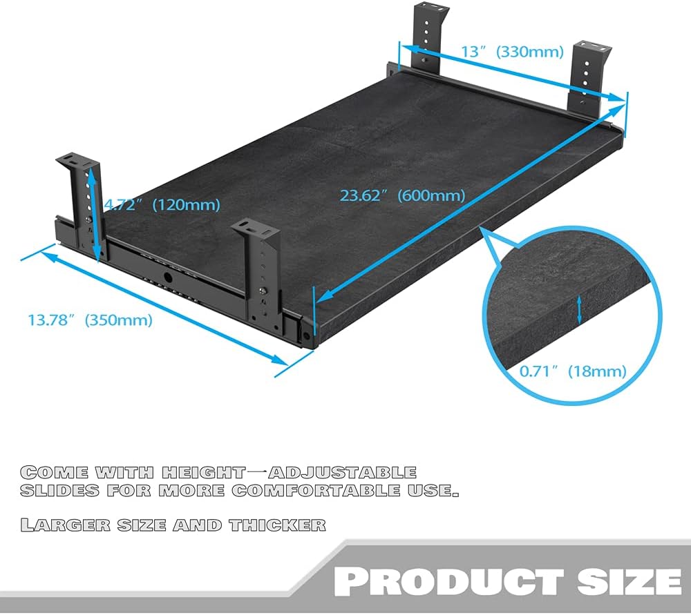 Office Product 20/24/30 inch Keyboard Drawer Tray (30 inch, Black)