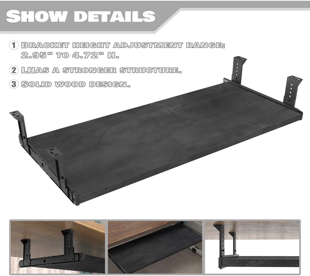 Office Product 20/24/30 inch Keyboard Drawer Tray (30 inch, Black)