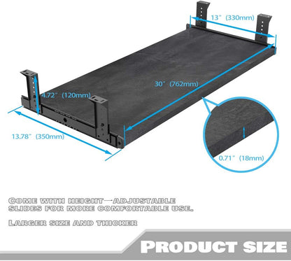Office Product 20/24/30 inch Keyboard Drawer Tray (30 inch, Black)