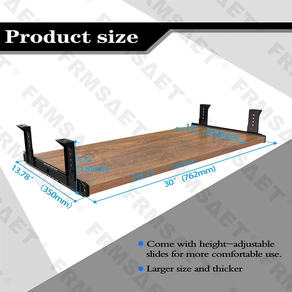 Office Product 20/24/30 inch Keyboard Drawer Tray (30 inch, Black)