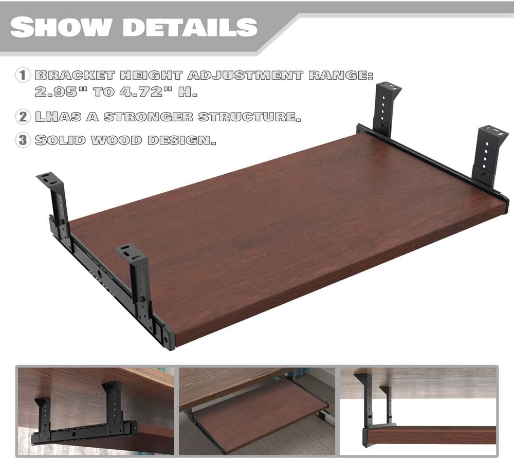 Office Product 20/24/30 inch Keyboard Drawer Tray (30 inch, Black)
