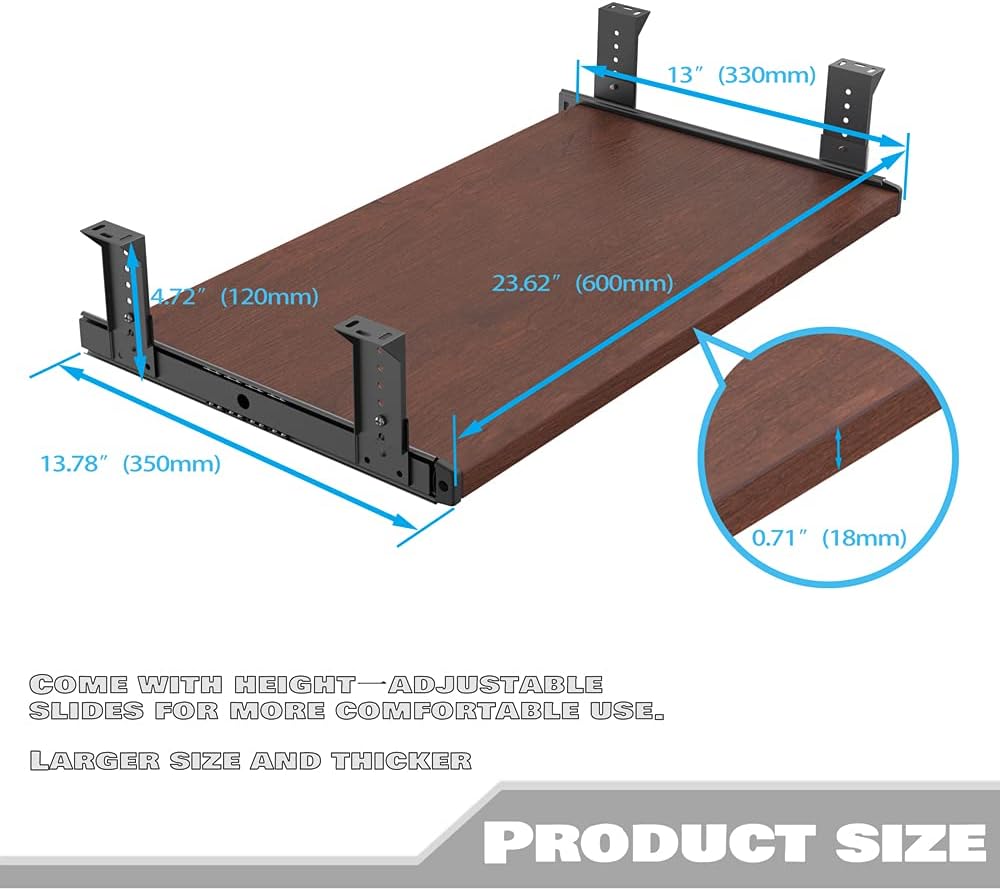 Office Product 20/24/30 inch Keyboard Drawer Tray (30 inch, Black)