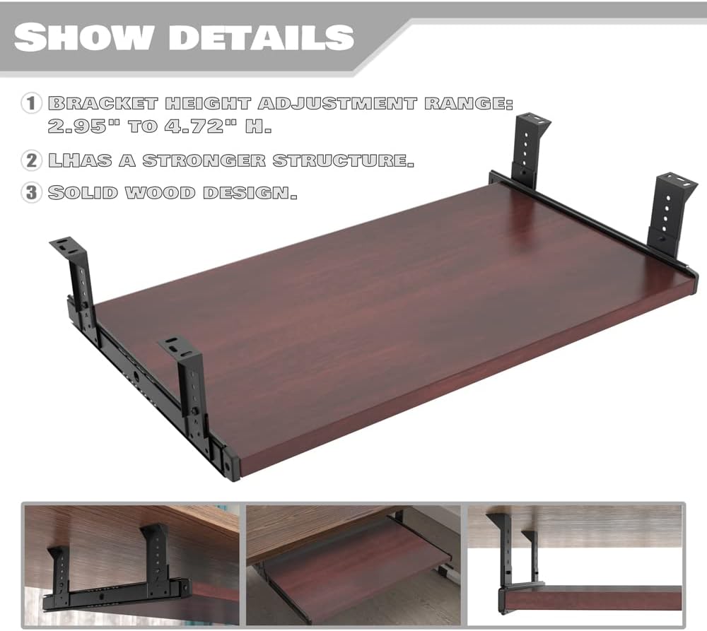 Office Product 20/24/30 inch Keyboard Drawer Tray (30 inch, Black)