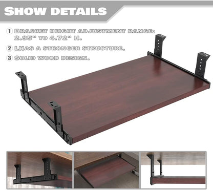 Office Product 20/24/30 inch Keyboard Drawer Tray (30 inch, Black)