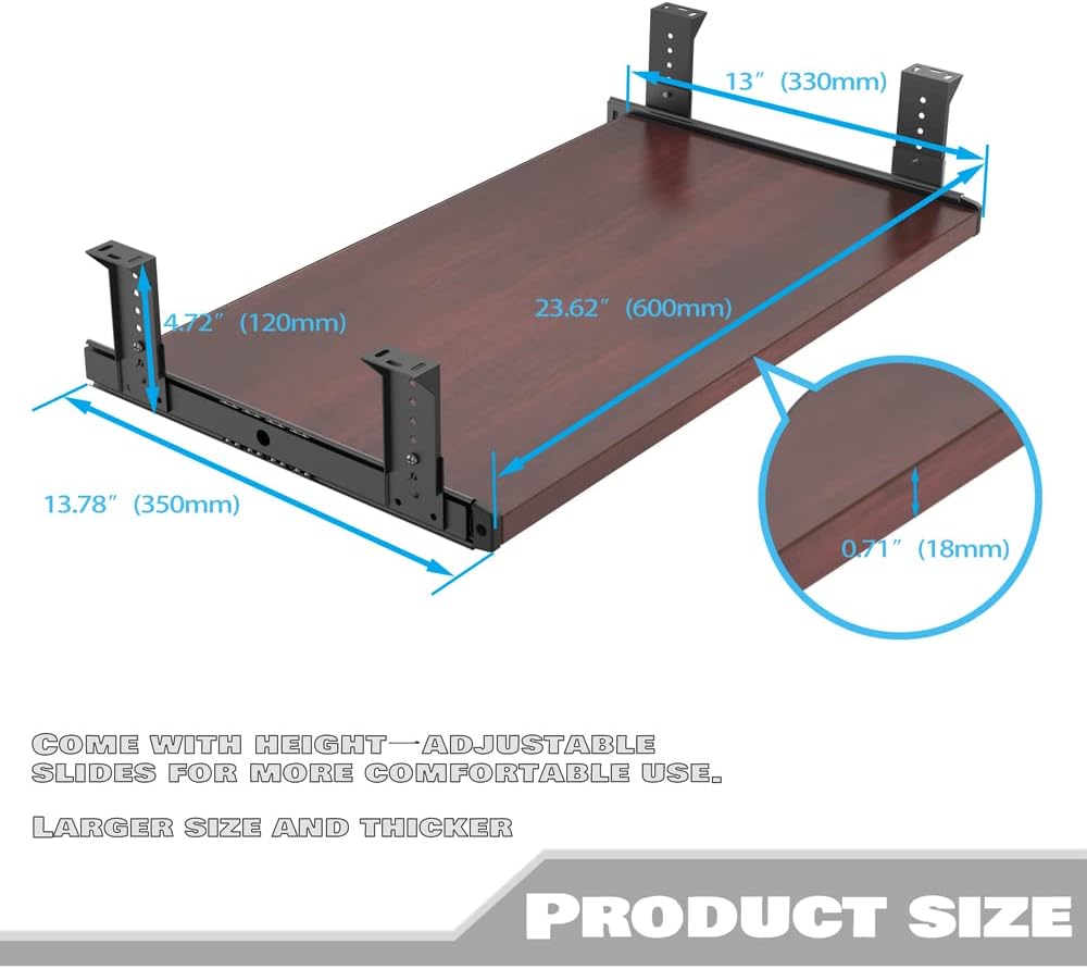Office Product 20/24/30 inch Keyboard Drawer Tray (30 inch, Black)