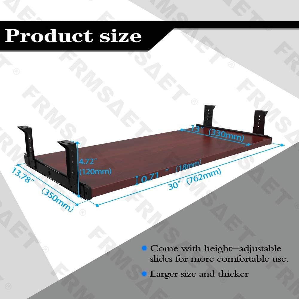 Office Product 20/24/30 inch Keyboard Drawer Tray (30 inch, Black)