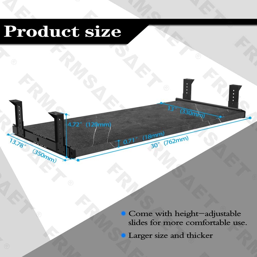 Office Product 20/24/30 inch Keyboard Drawer Tray (30 inch, Black)