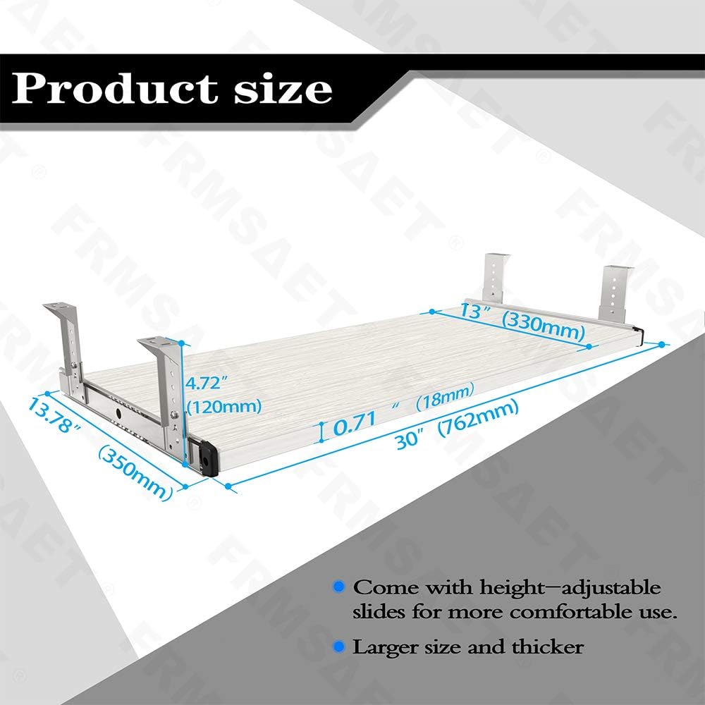 Office Product 20/24/30 inch Keyboard Drawer Tray (30 inch, Black)